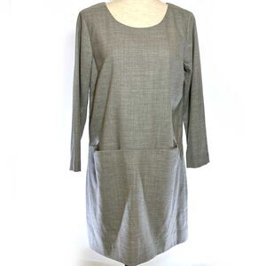 J. Crew Factory Sz 6 Gray 3/4 Sleeve Wool Blend Women's Shift Dress *READ*